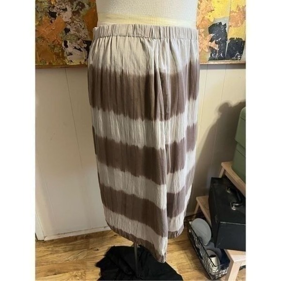 The Fisher Project Eileen Fisher Mocha Silk Shibori Dyed Lantern Short Skirt M - Picture 5 of 9